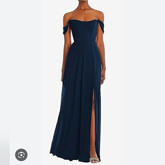 After Six Dresses & Skirts - AFTER SIX Women’s Off the Shoulder Evening Gown Navy Blue Size 6 R NWOT